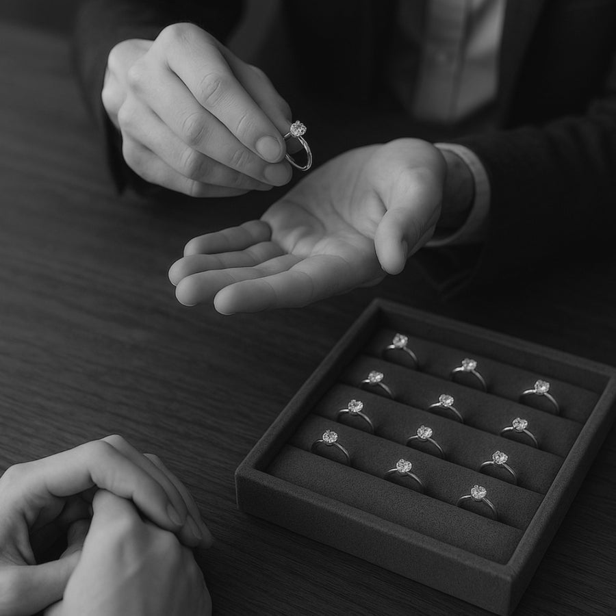 Loose diamonds being selected at Brooklyn Jewelers in New York