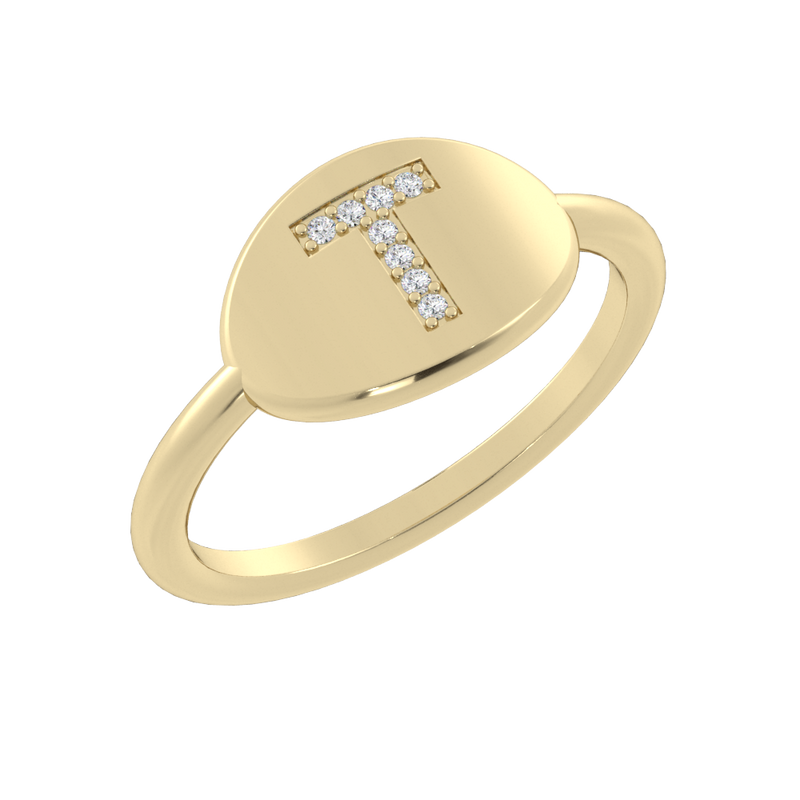 SIGNET INITIAL Ring-T – Brooklyn Jewelers
