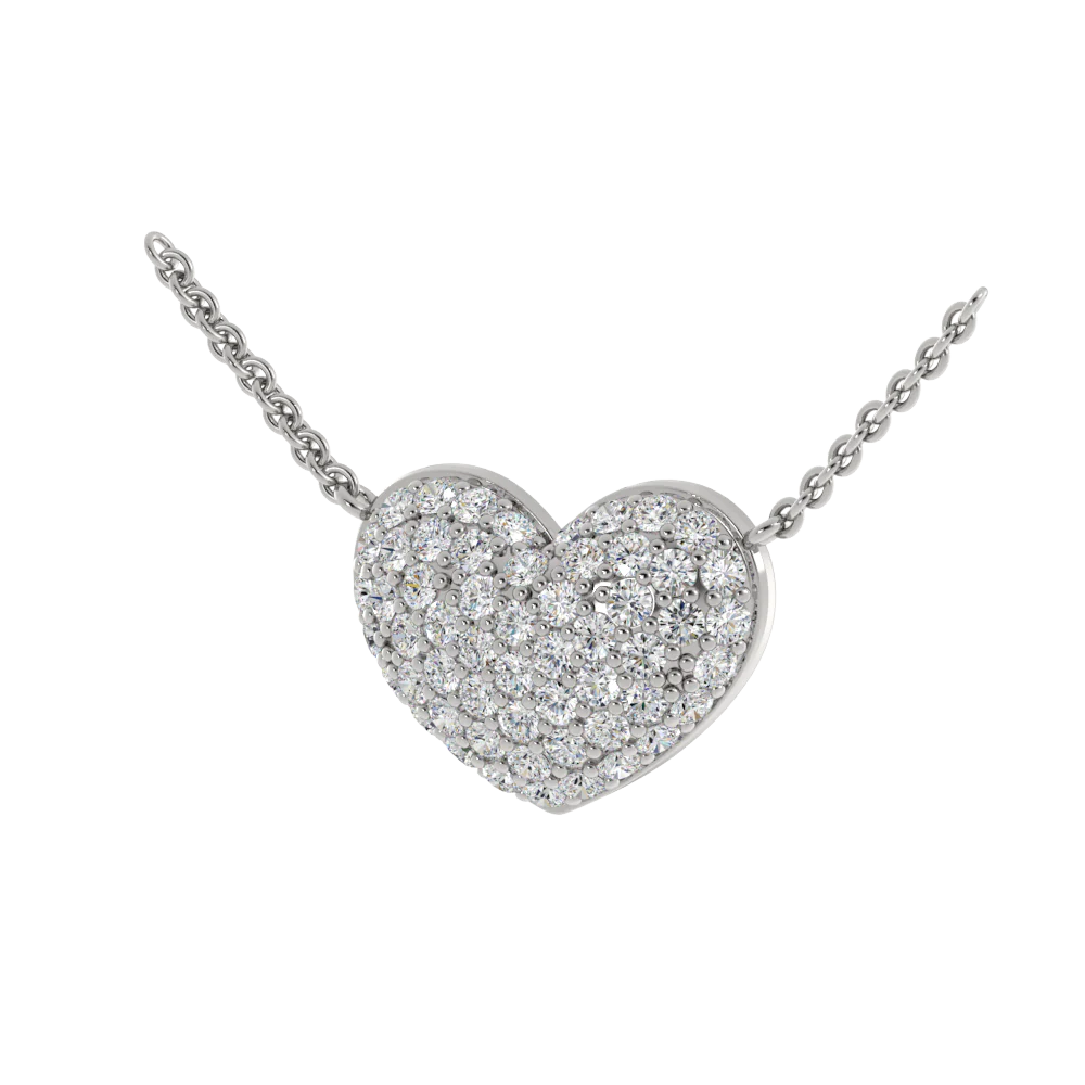 Heart shaped white gold pendant with diamond inside 