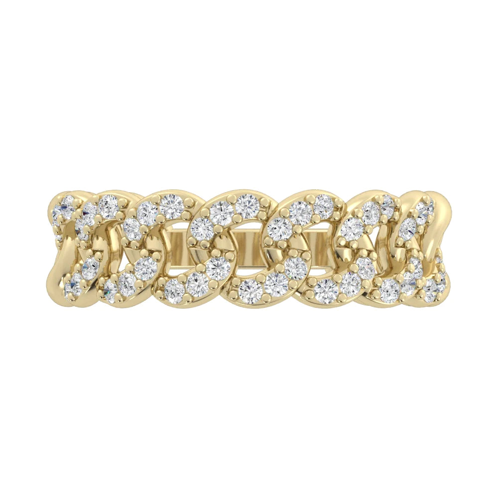 Chained type gold ring with  diamond 14k Yellow